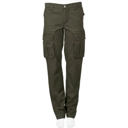 Ladies Heritage Slim Fit Cargo Trousers Olive Front